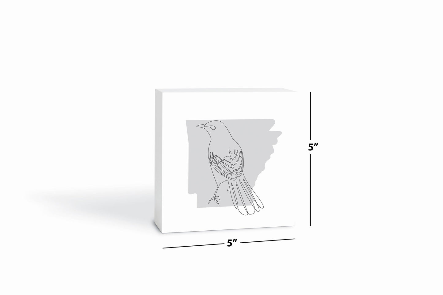 B&W Minimalist Arkansas Single Line Bird | Wood Block | Eaches | Min 4