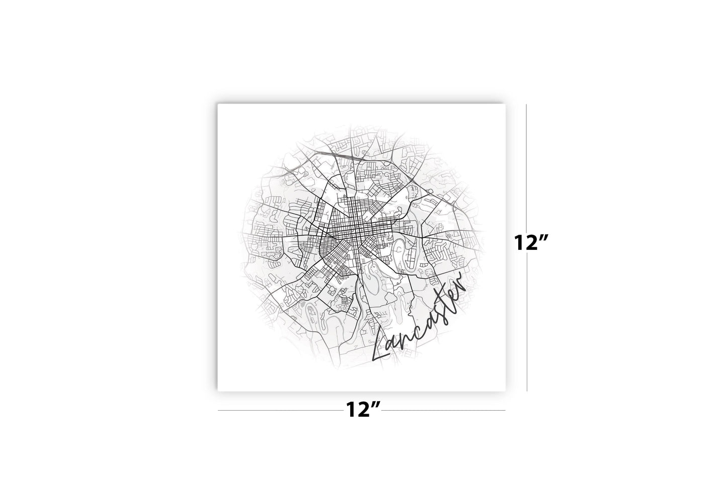 Minimalistic B&W Pennsylvania Lancaster Circle Map | Wood Sign | Eaches | Min 2