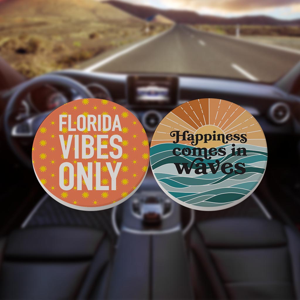 Florida Sayings Artsy | Absorbent Car Coasters | Set of 2 | Min 4