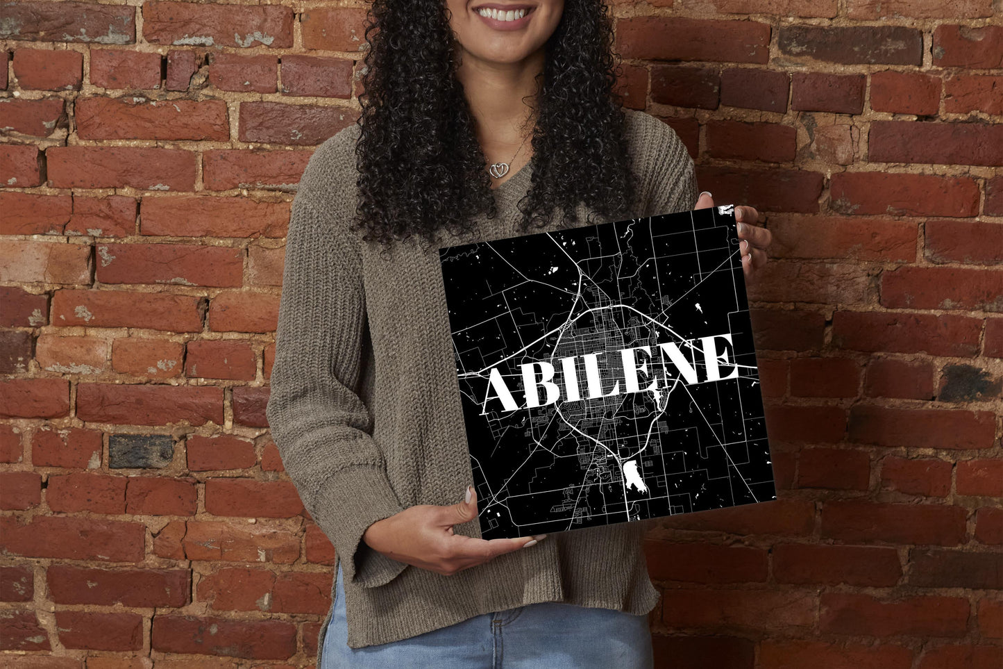 Minimalist B&W Texas Abilene Map | Wood Sign | Eaches | Min 2