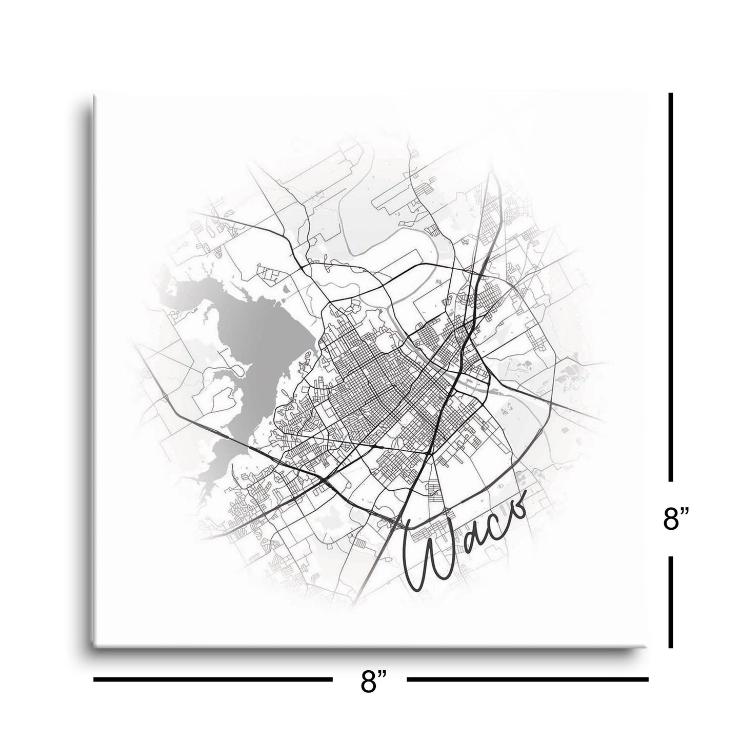 Minimalistic B&W Texas Waco Circle Map | Hi-Def Glass Art | Eaches | Min 2