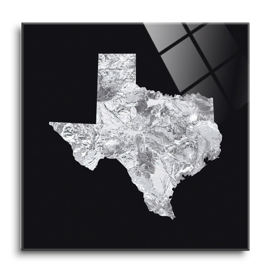 Minimalistic B&W Texas Metal State Shape | Hi-Def Glass Art | Eaches | Min 1