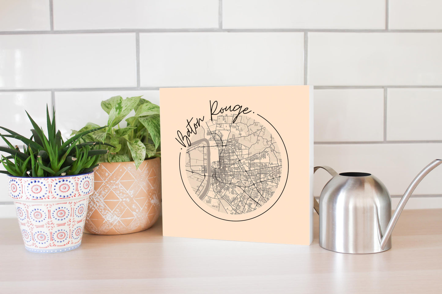 Louisiana Colorful Baton Rouge Circle Map | Wood Block | Eaches | Min 2