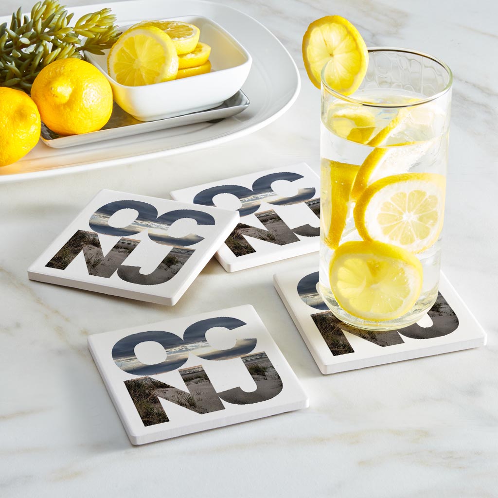 OCNJ Photo With Text | Absorbent Coasters | Set of 4 | Min 2