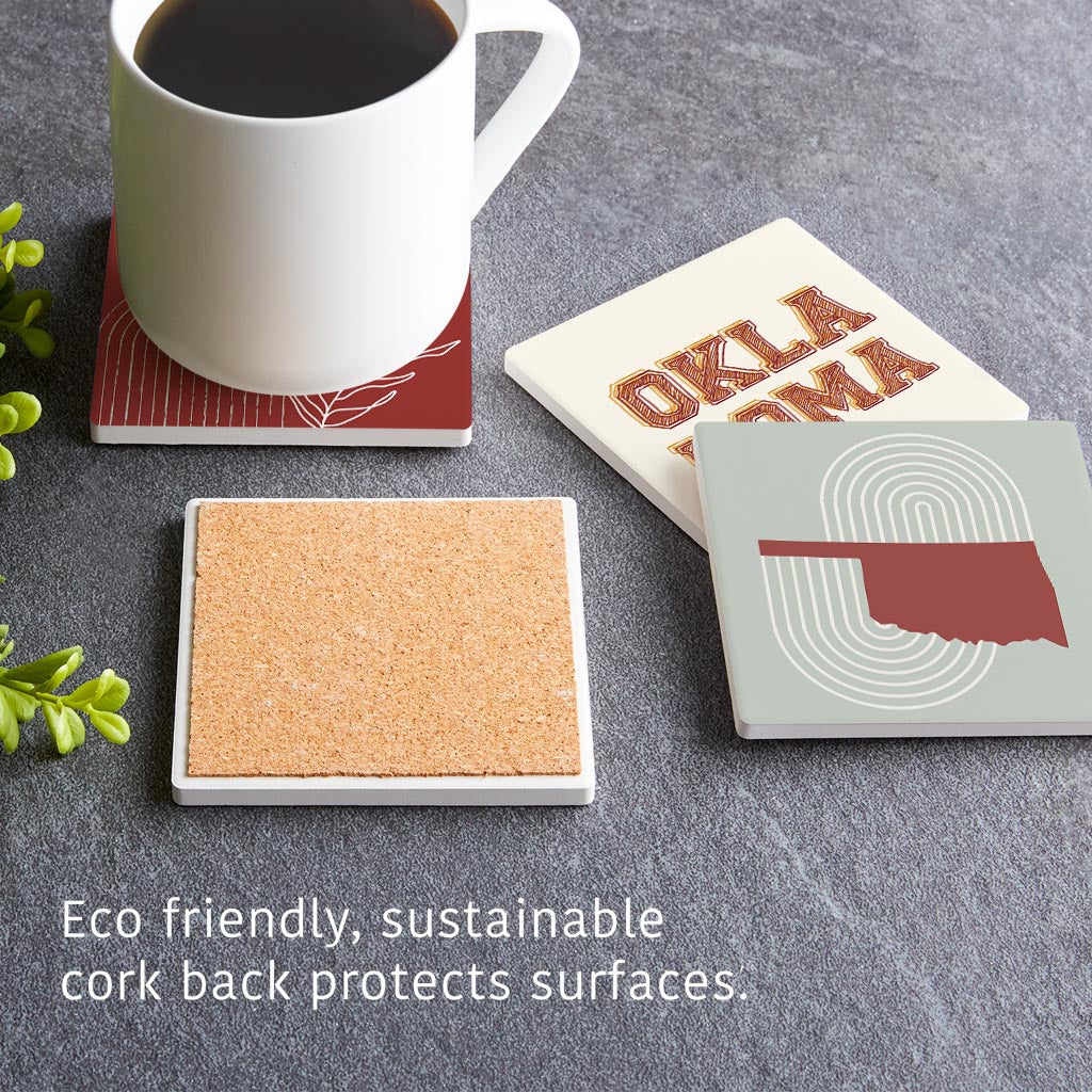 Modern Minimalist Oklahoma Set | Absorbent Coasters | Set of 4 | Min 2