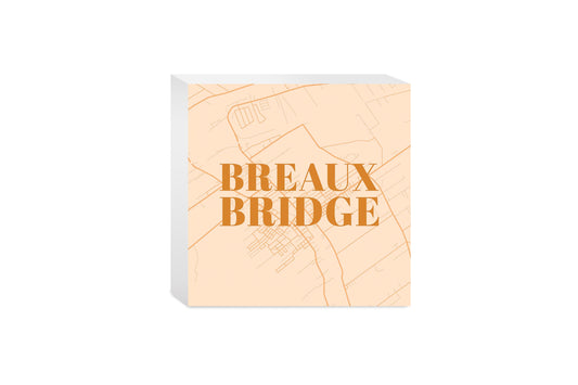 Modern Minimalist Louisiana Breaux Bridge Map | Wood Block | Eaches | Min 4