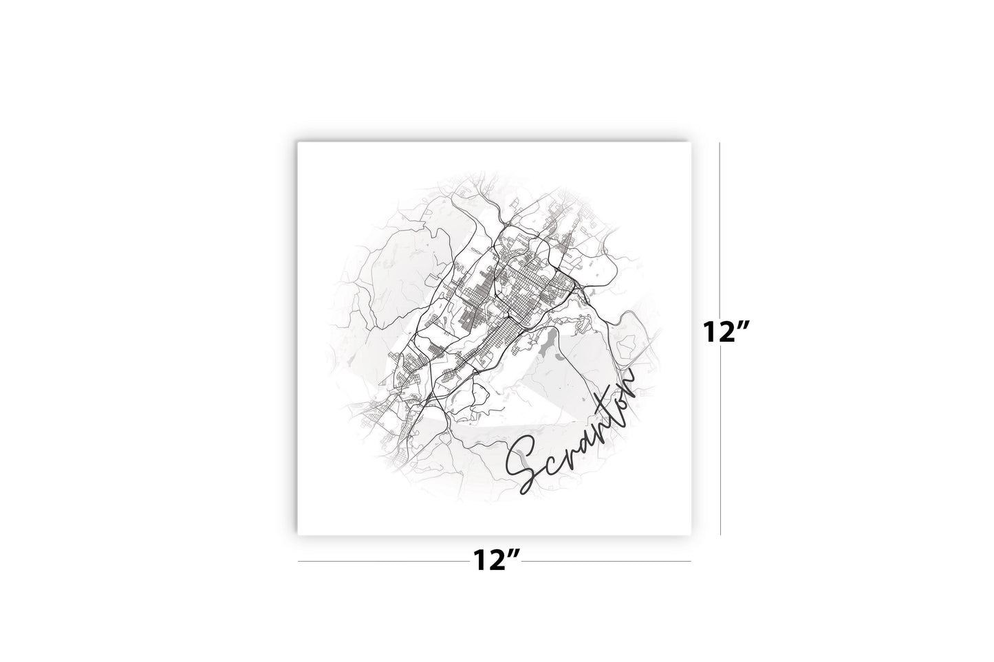 Minimalistic B&W Pennsylvania Scranton Circle Map | Wood Sign | Eaches | Min 2