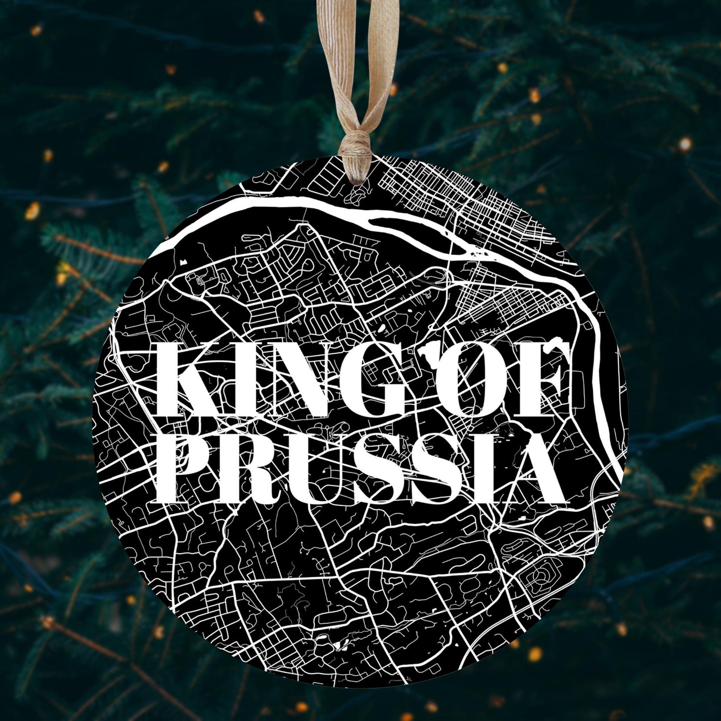 Minimalistic B&W Pennsylvania King Of Prussia Map | Wood Ornament | Eaches | Min 1