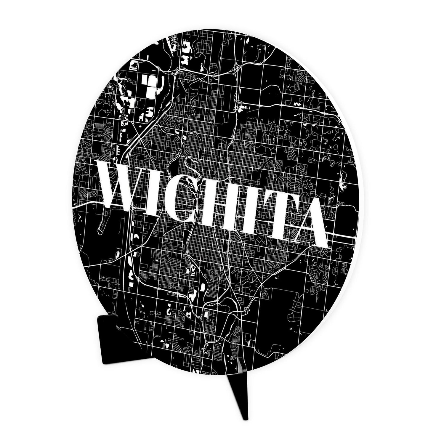 Minimalist B&W Kansas Wichita Map | Wood Sign | Eaches | Min 1