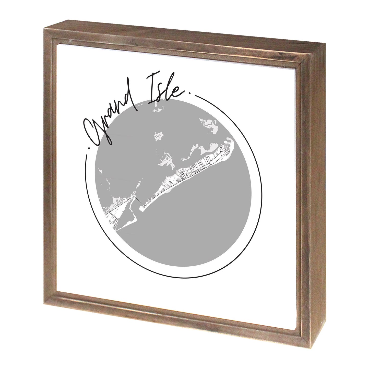 Minimalist B&W Louisiana Grand Isle Circle Map | Wood Sign | Eaches | Min 1