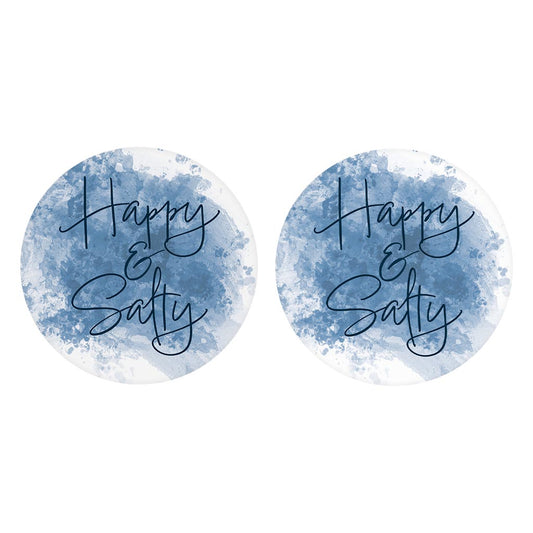 Happy Salty Water Color | Absorbent Car Coasters | Set of 2 | Min 4