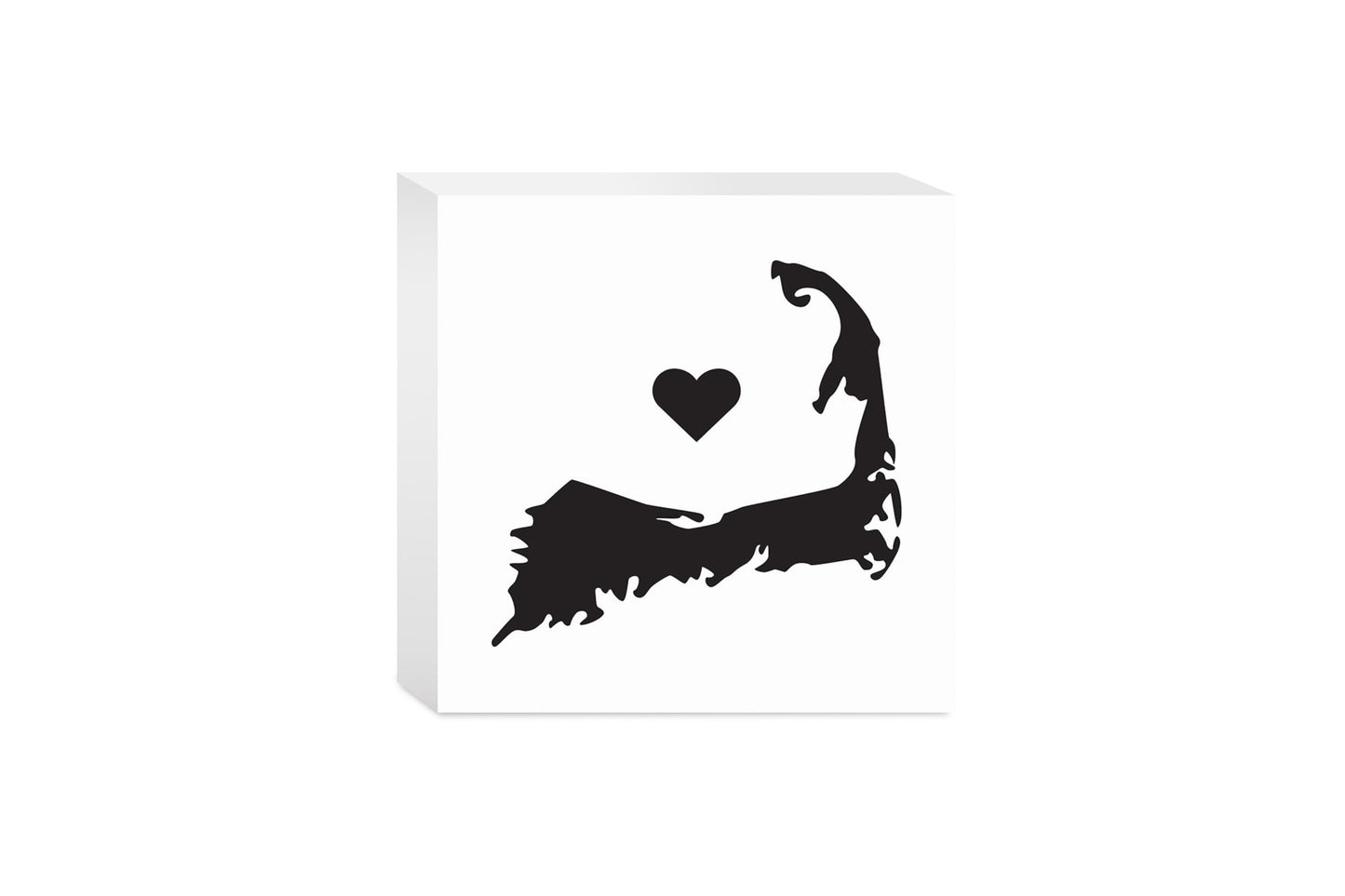 Minimalistic B&W Cape Cod With Heart| Wood Block | Eaches | Min 4