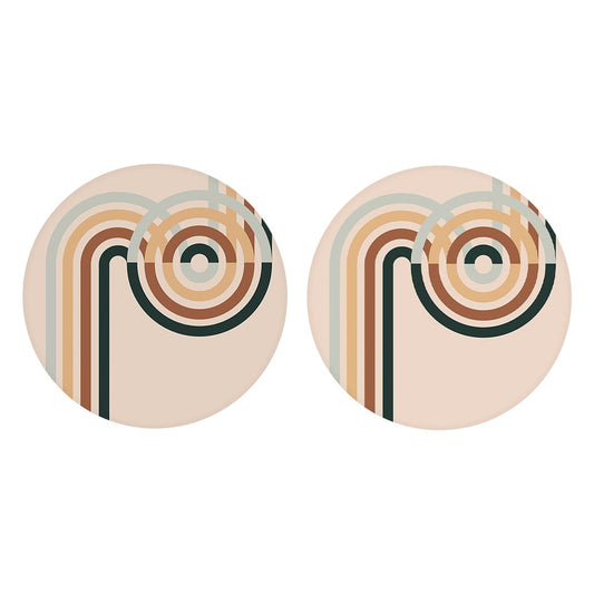 Modern Minimalist Retro Circular Lines| Absorbent Car Coasters | Set of 2 | Min 4