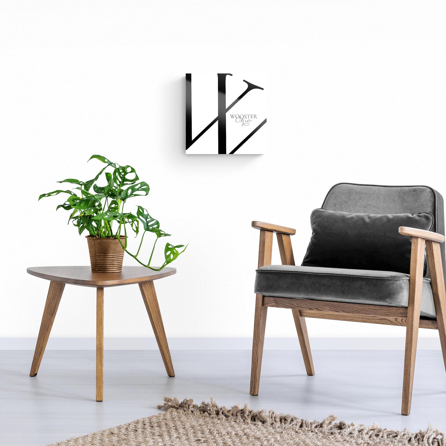 Wooster Oh Minimal Monogram | Hi-Def Glass Art | Eaches | Min 1