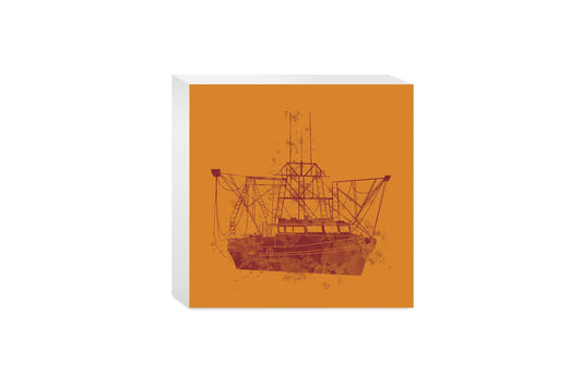 Louisiana Colorful Water Color Shrimp Boat | Wood Block | Eaches | Min 4