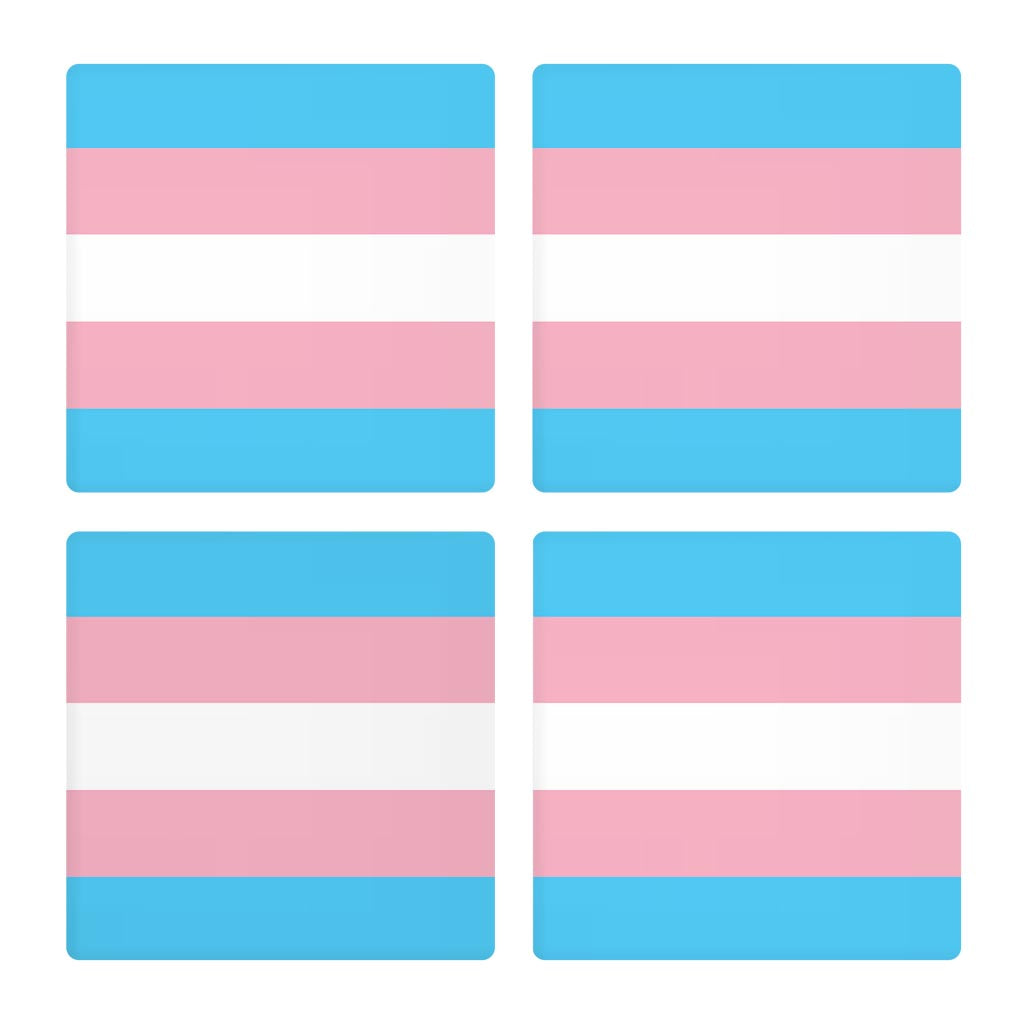 Transgender Pride Flag Colors | Absorbent Coasters | Set of 4 | Min 2