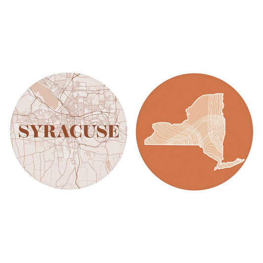Modern Minimalist New York Syracuse State | Absorbent Car Coasters | Set of 2 | Min 4