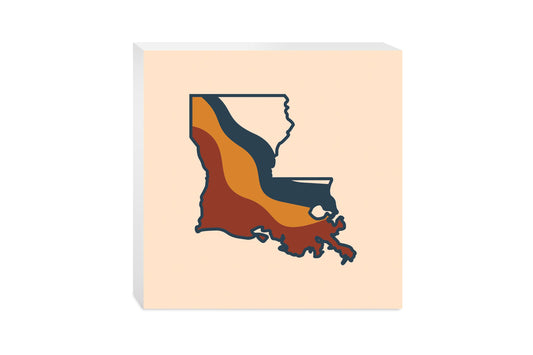 Modern Minimalist Louisiana Retro State Shape | Wood Block | Eaches | Min 2
