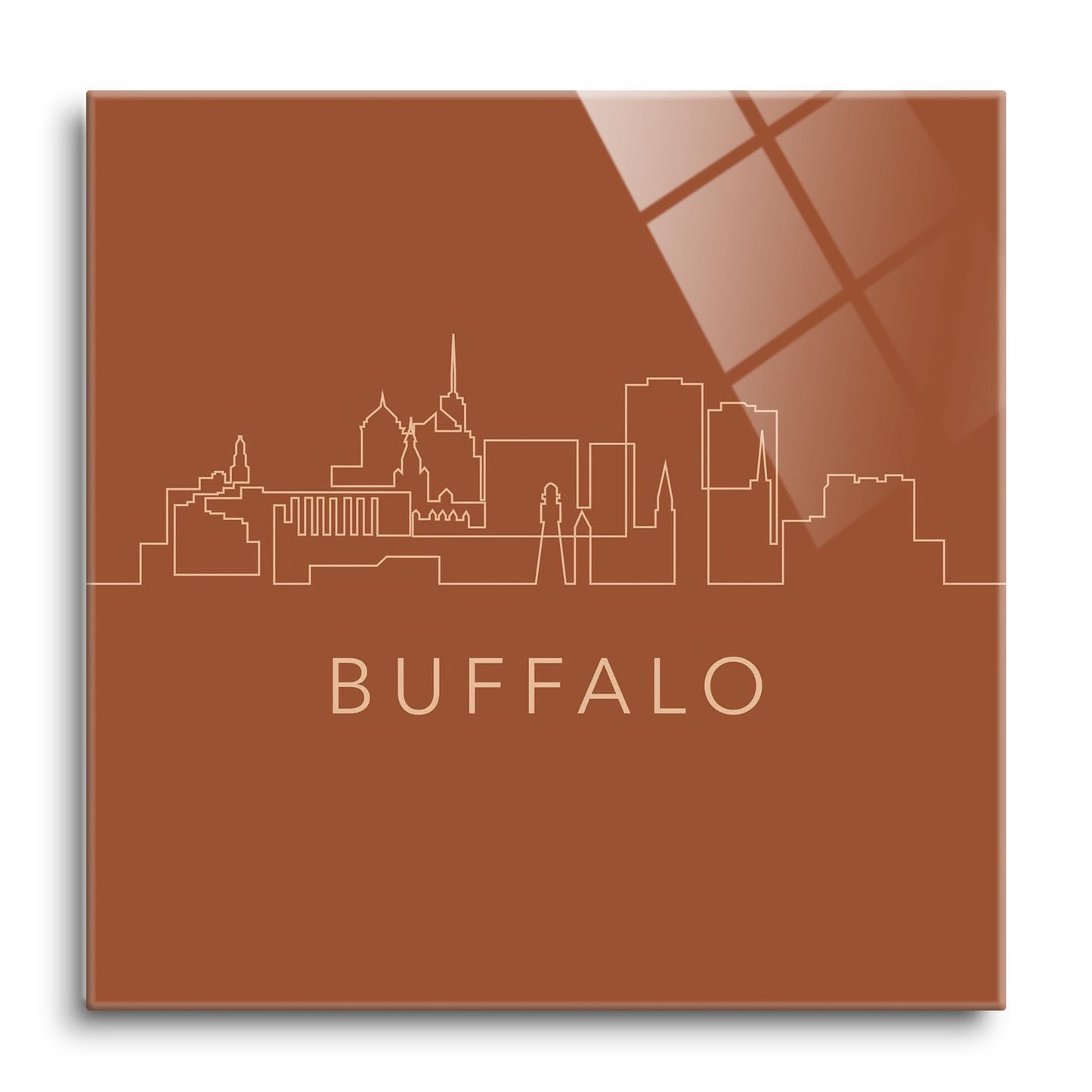 Modern Minimalist New York Buffalo Skyline | Hi-Def Glass Art | Eaches | Min 1