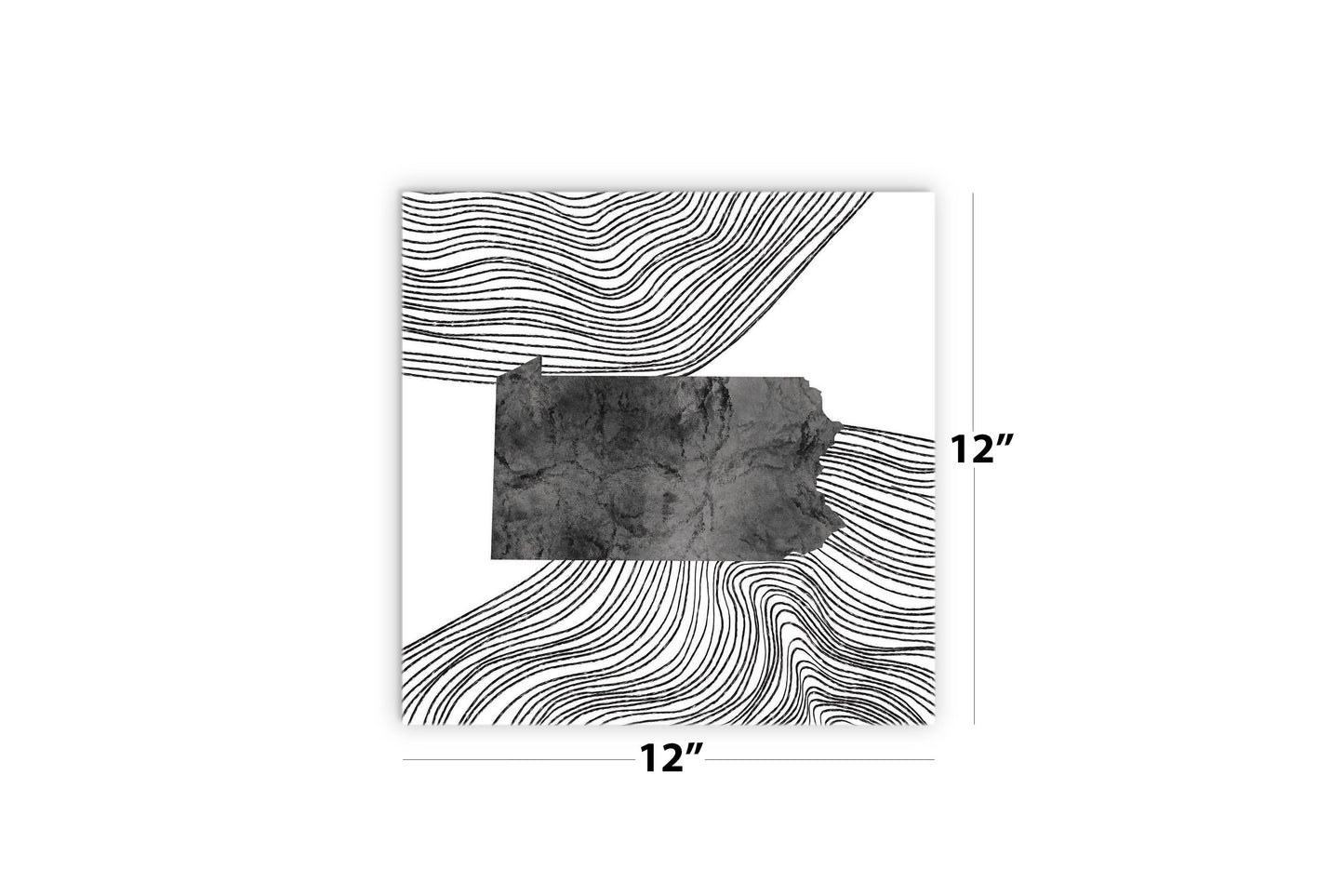 Minimalistic B&W Pennsylvania Shape Fluid Lines | Wood Sign | Eaches | Min 2
