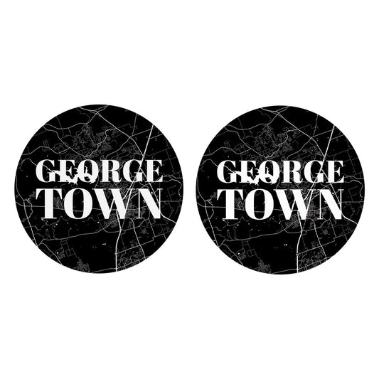 Minimalistic B&W Texas Georgetown Map | Absorbent Car Coasters | Set of 2 | Min 4