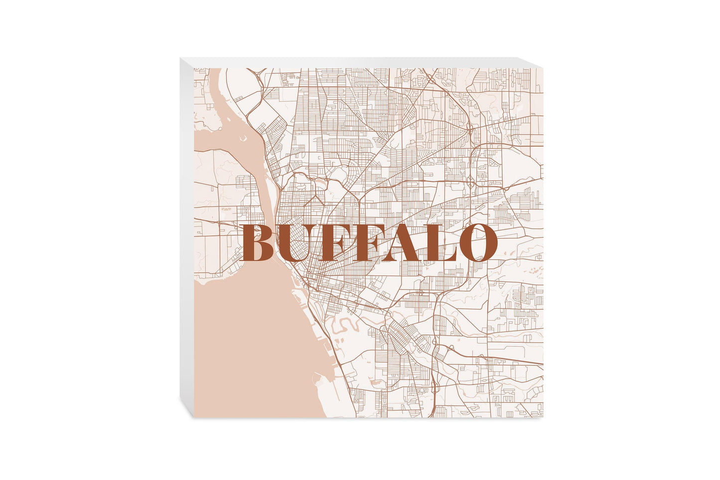 Modern Minimalist New York Buffalo Map | Wood Block | Eaches | Min 2