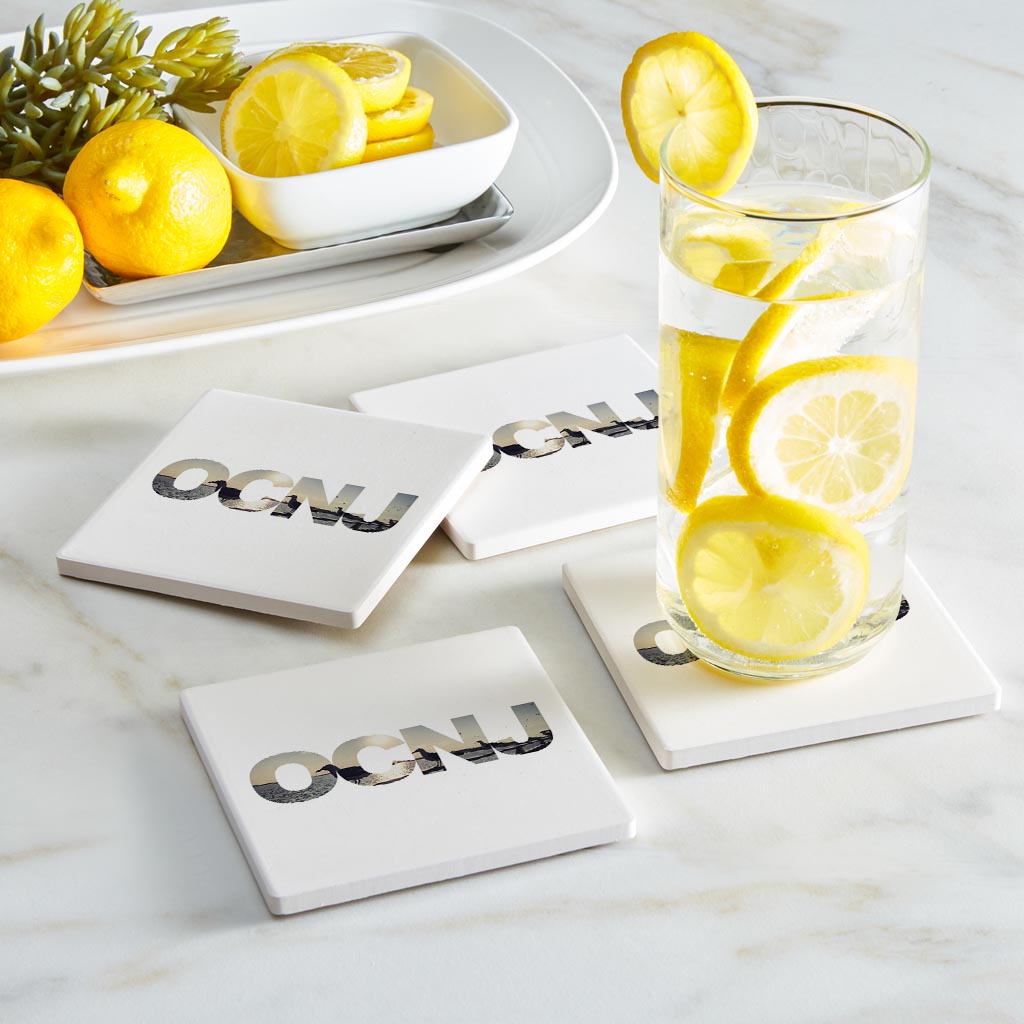 OCNJ Photo With Text | Absorbent Coasters | Set of 4 | Min 2