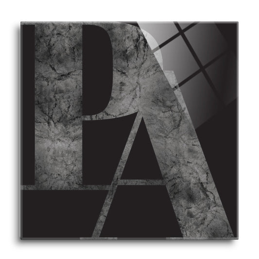 Minimalistic B&W Pennsylvania Black Initials | Hi-Def Glass Art | Eaches | Min 1