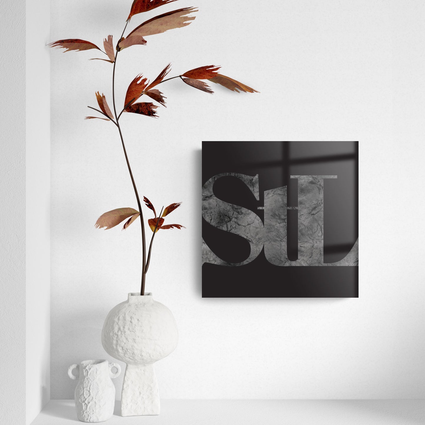 Minimalist B&W Missouri St Louis Black Initials | Hi-Def Glass Art | Eaches | Min 2