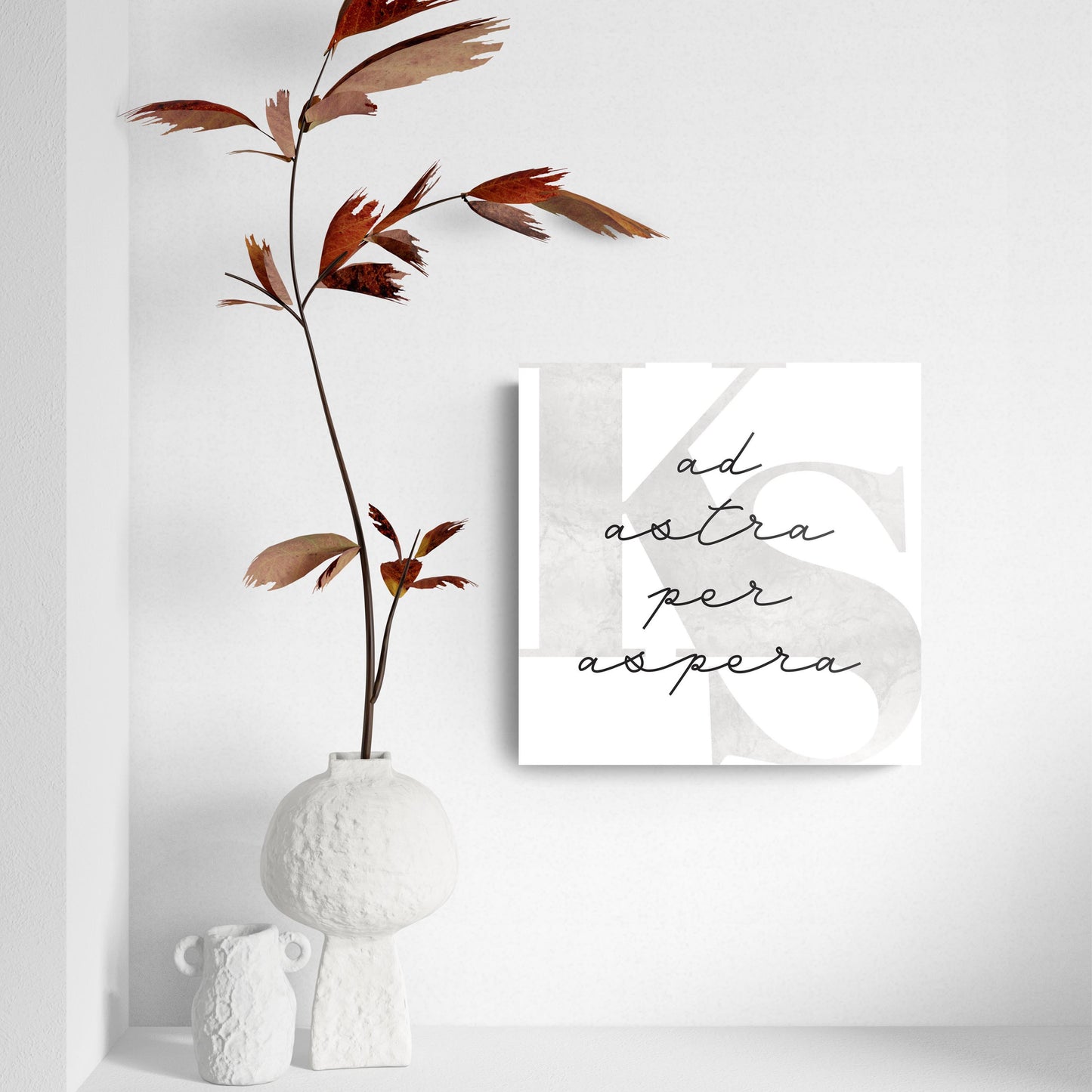 Minimalist B&W Kansas Ad Astra Per Aspera | Hi-Def Glass Art | Eaches | Min 2