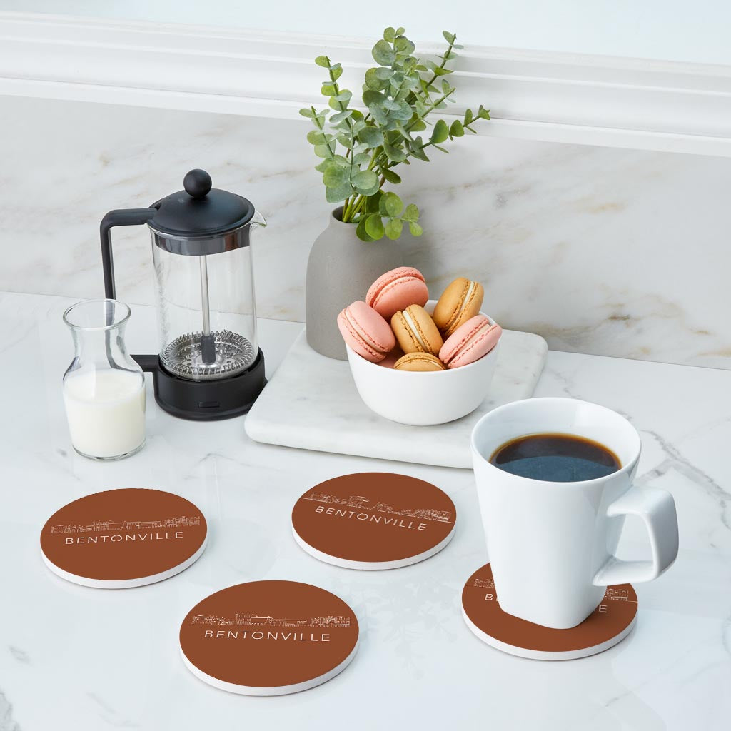 Modern Minimalist Arkansas Bentonville Skyline | Absorbent Coasters | Set of 4 | Min 2