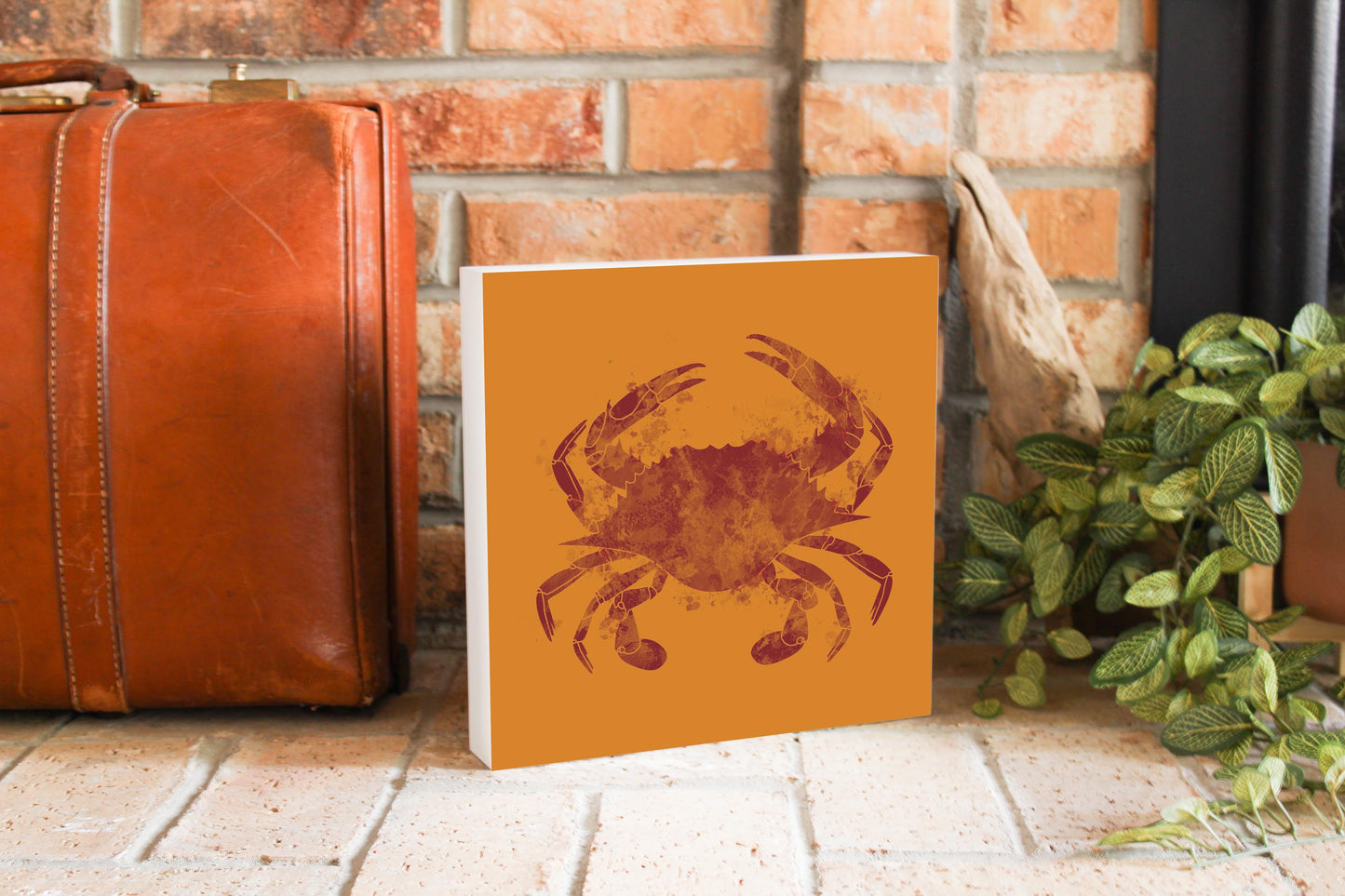 Louisiana Colorful Water Color Blue Crab | Wood Block | Eaches | Min 2