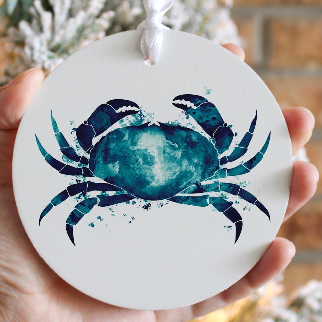 New England Water Color Crab | Wood Ornament | Eaches | Min 6