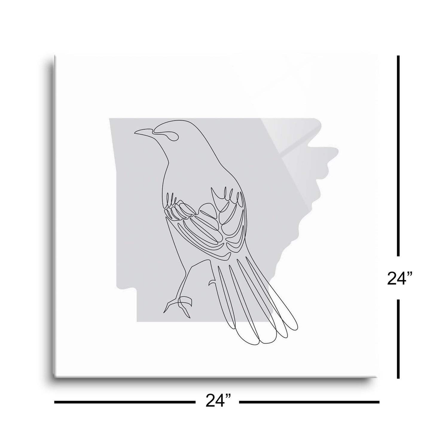 B&W Minimalist Arkansas Single Line Bird | Hi-Def Glass Art | Eaches | Min 1