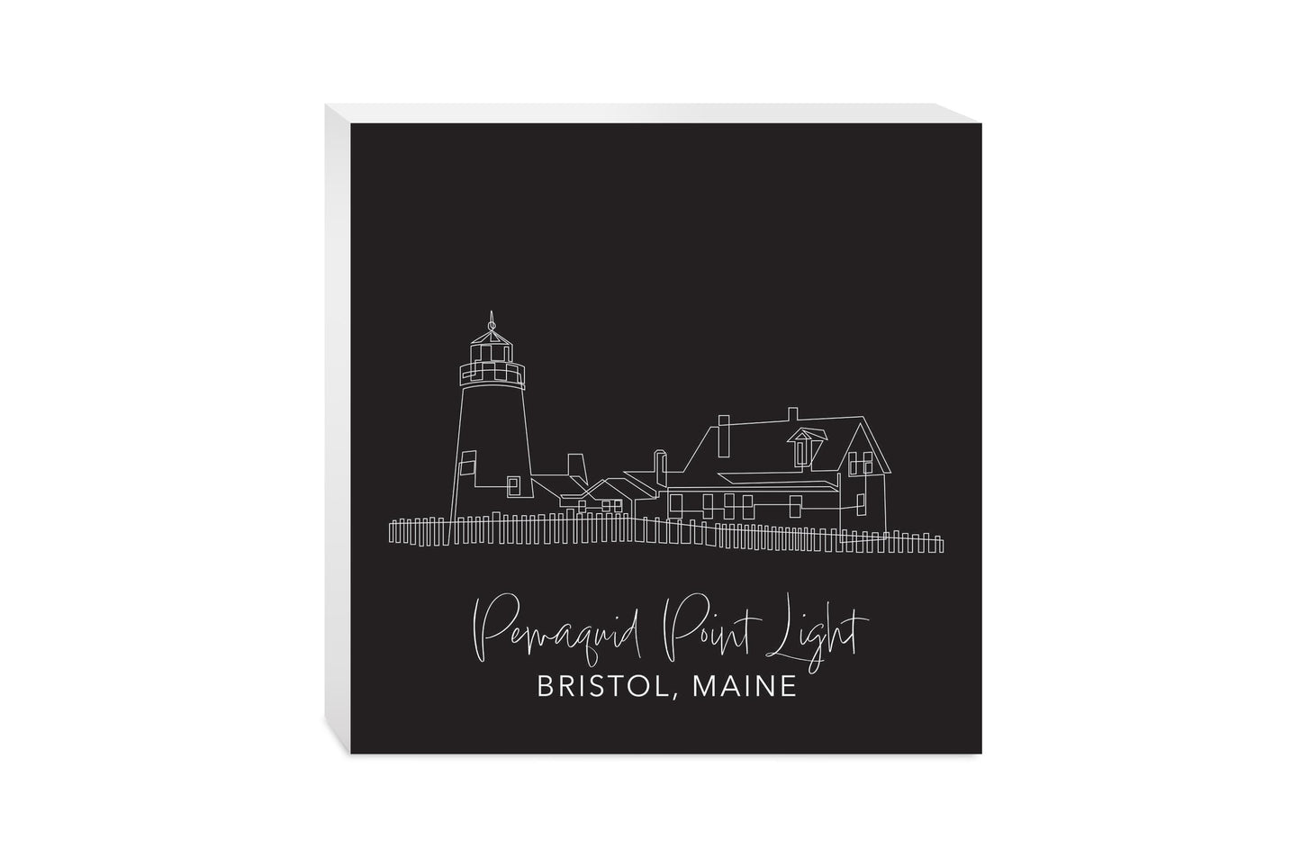 Black Pemaquid Point Light | Wood Block | Eaches | Min 2