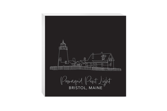 Black Pemaquid Point Light | Wood Block | Eaches | Min 2