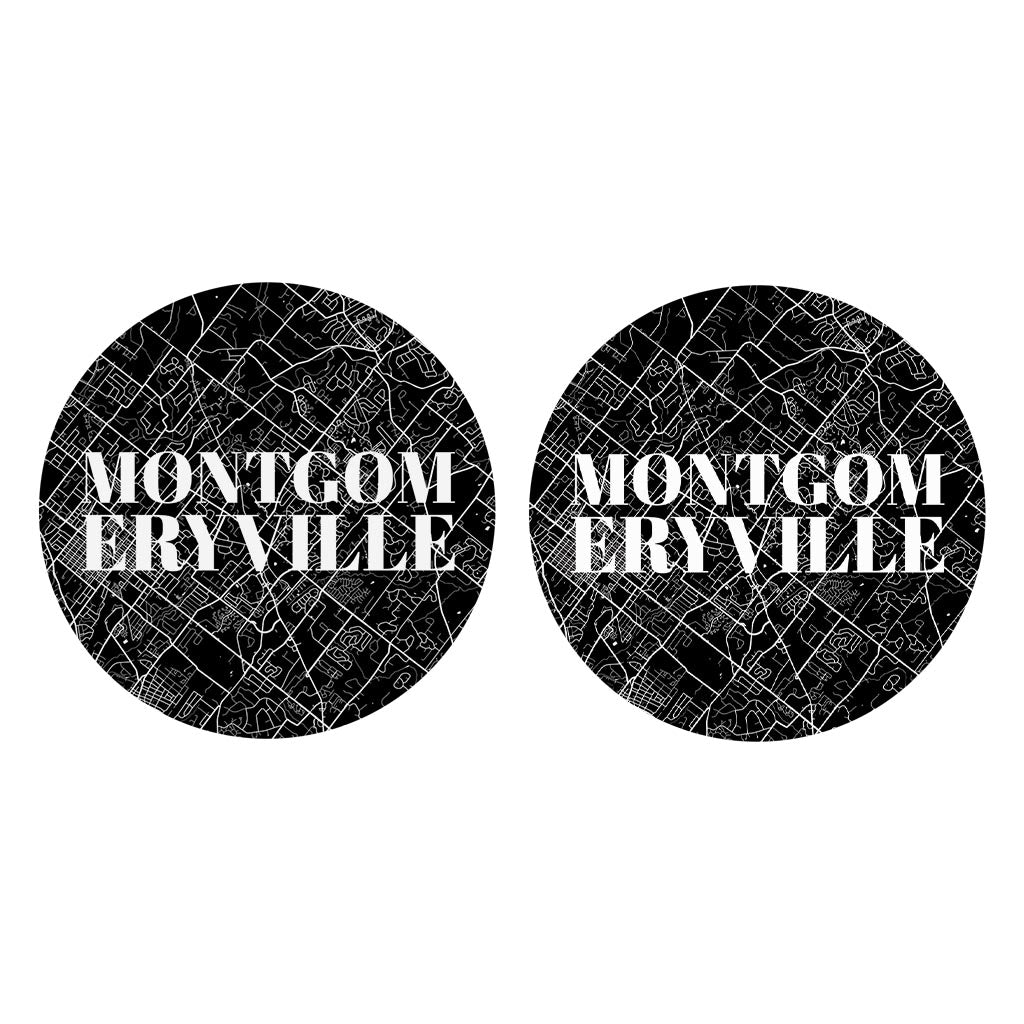 Minimalistic B&W Pennsylvania Montgomeryville Map | Absorbent Car Coasters | Set of 2 | Min 4