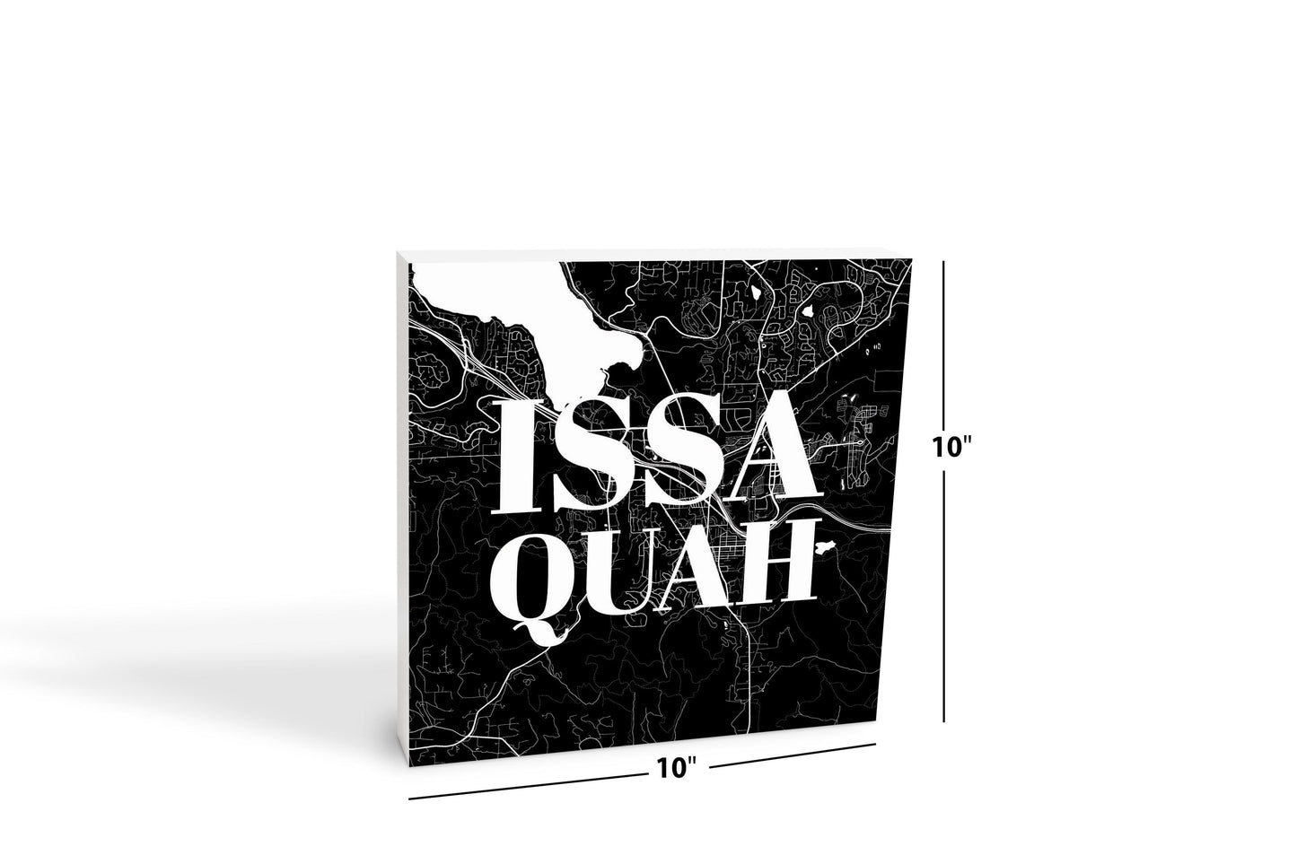 Minimalistic B&W Washington Issaquah Map | Wood Block | Eaches | Min 2