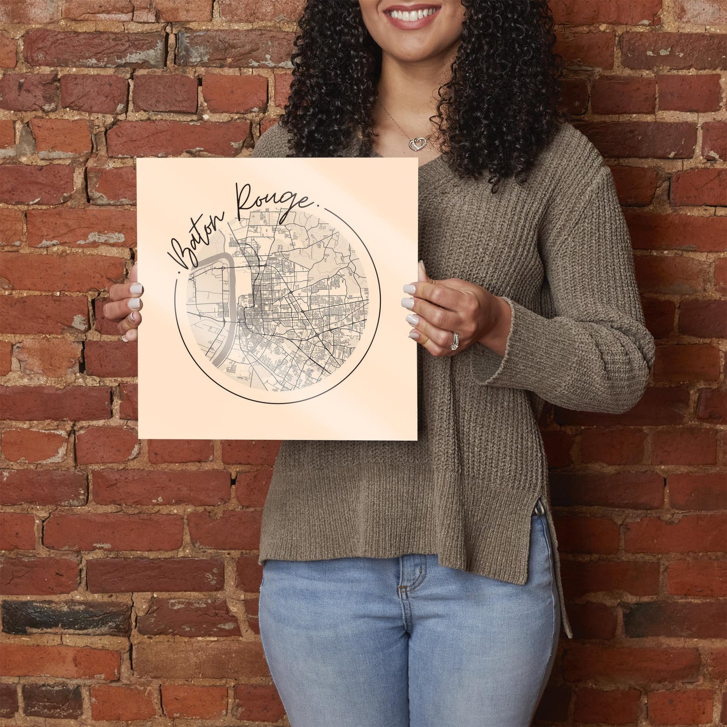 Louisiana Colorful Baton Rouge Circle Map | Hi-Def Glass Art | Eaches | Min 1