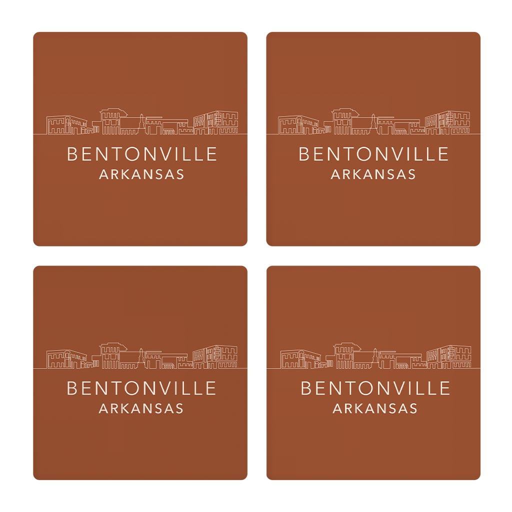 Modern Minimalist Arkansas Bentonville Skyline State| Absorbent Coasters | Set of 4 | Min 2