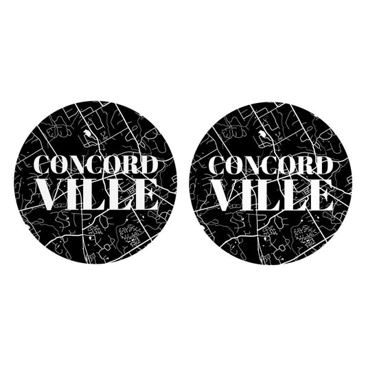 Minimalistic B&W Pennsylvania Concordville Map| Absorbent Car Coasters | Set of 2 | Min 4