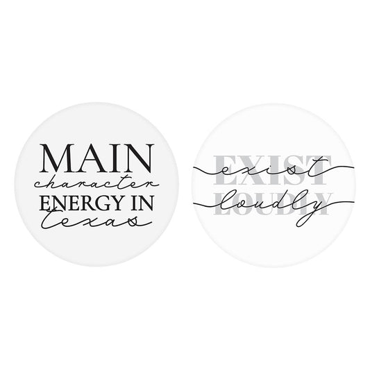 Modern Black White Texas Set | Absorbent Car Coasters | Set of 2 | Min 4