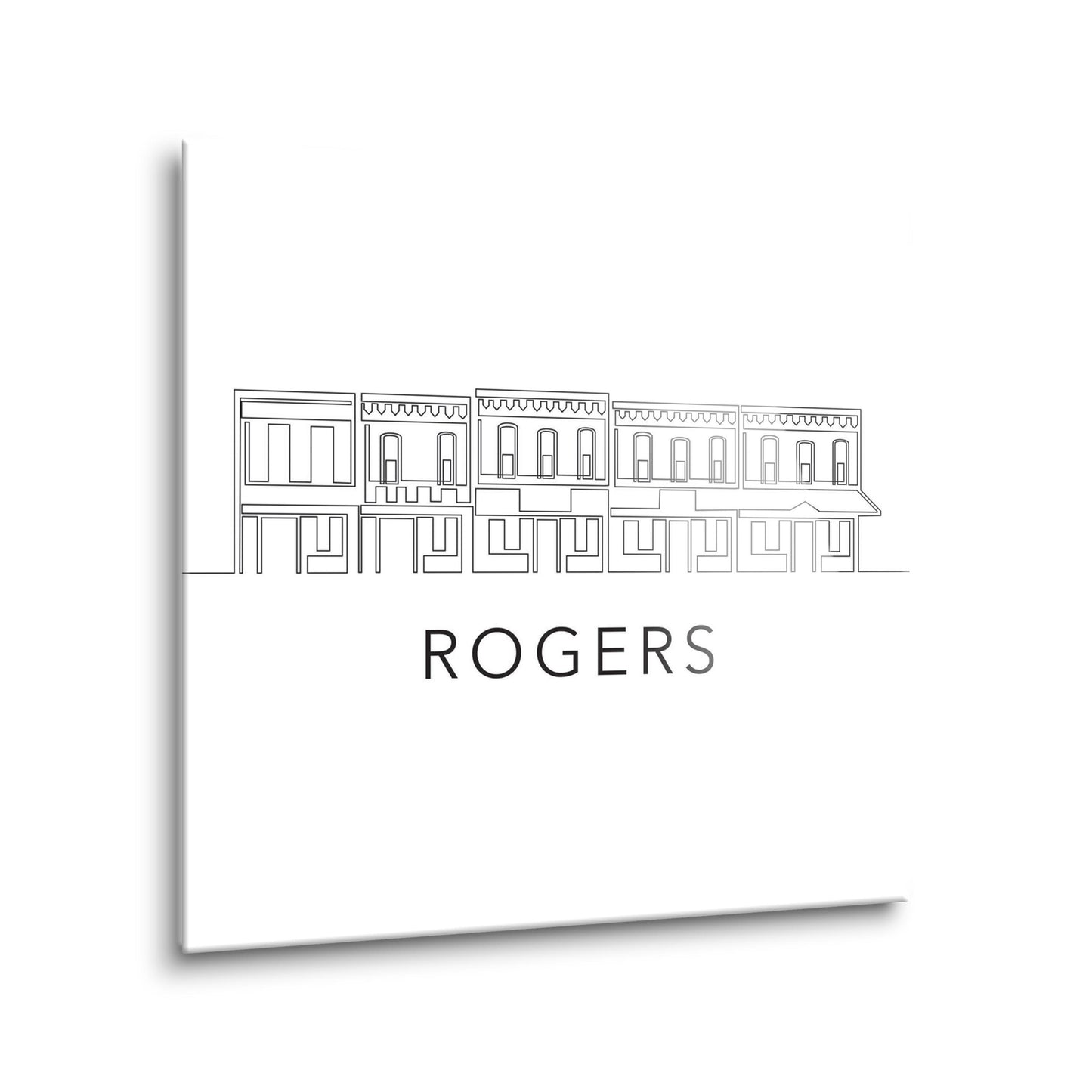 Minimalist B&W Arkansas Rogers Skyline | Hi-Def Glass Art | Eaches | Min 2