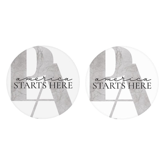 Minimalistic B&W Pennsylvania America Quip | Absorbent Car Coasters | Set of 2 | Min 4