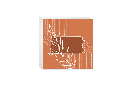 Modern Minimalist Pennsylvania State Leaf | Wood Block | Eaches | Min 4