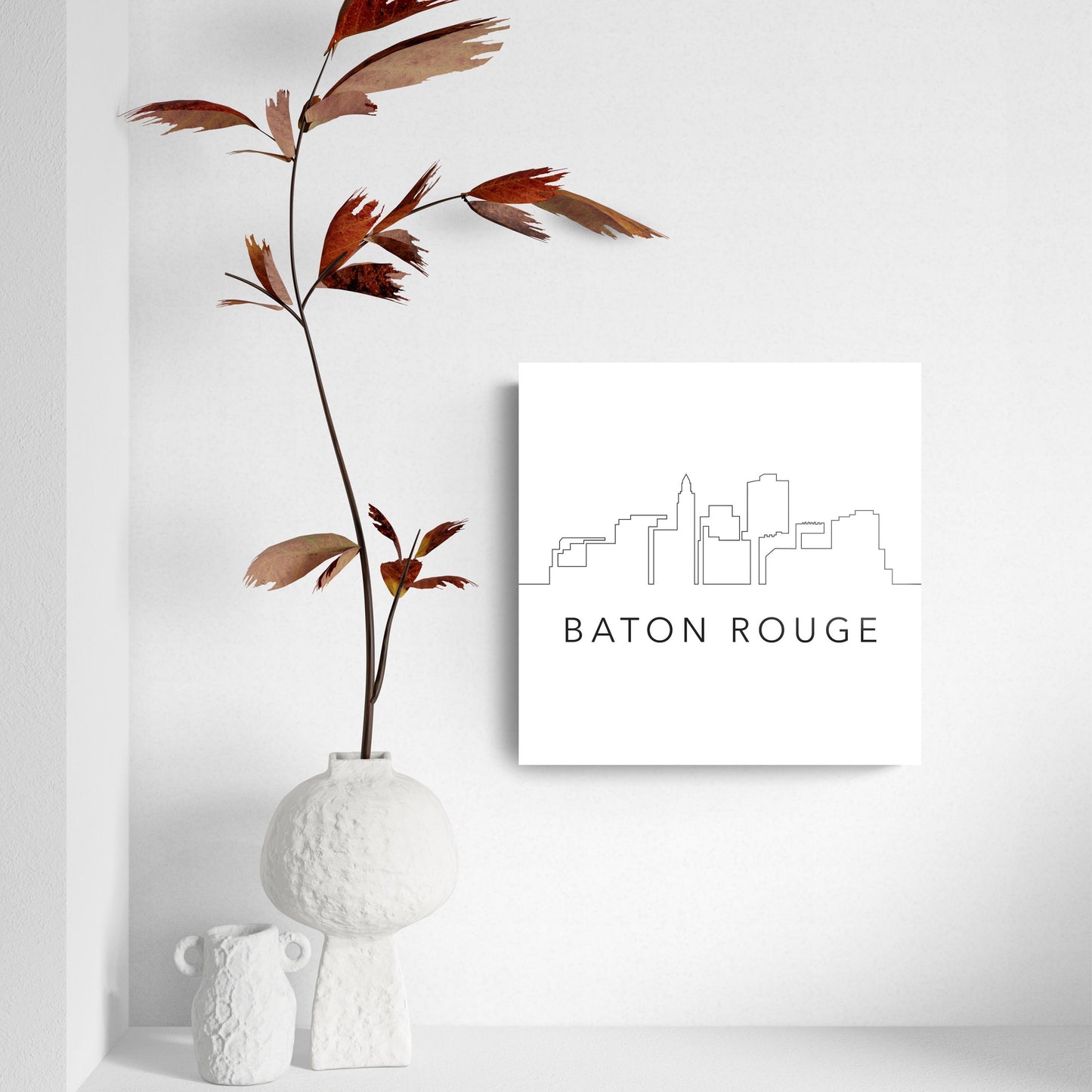 Modern Louisiana Baton Rouge City Line Drawing | Hi-Def Glass Art | Eaches | Min 2