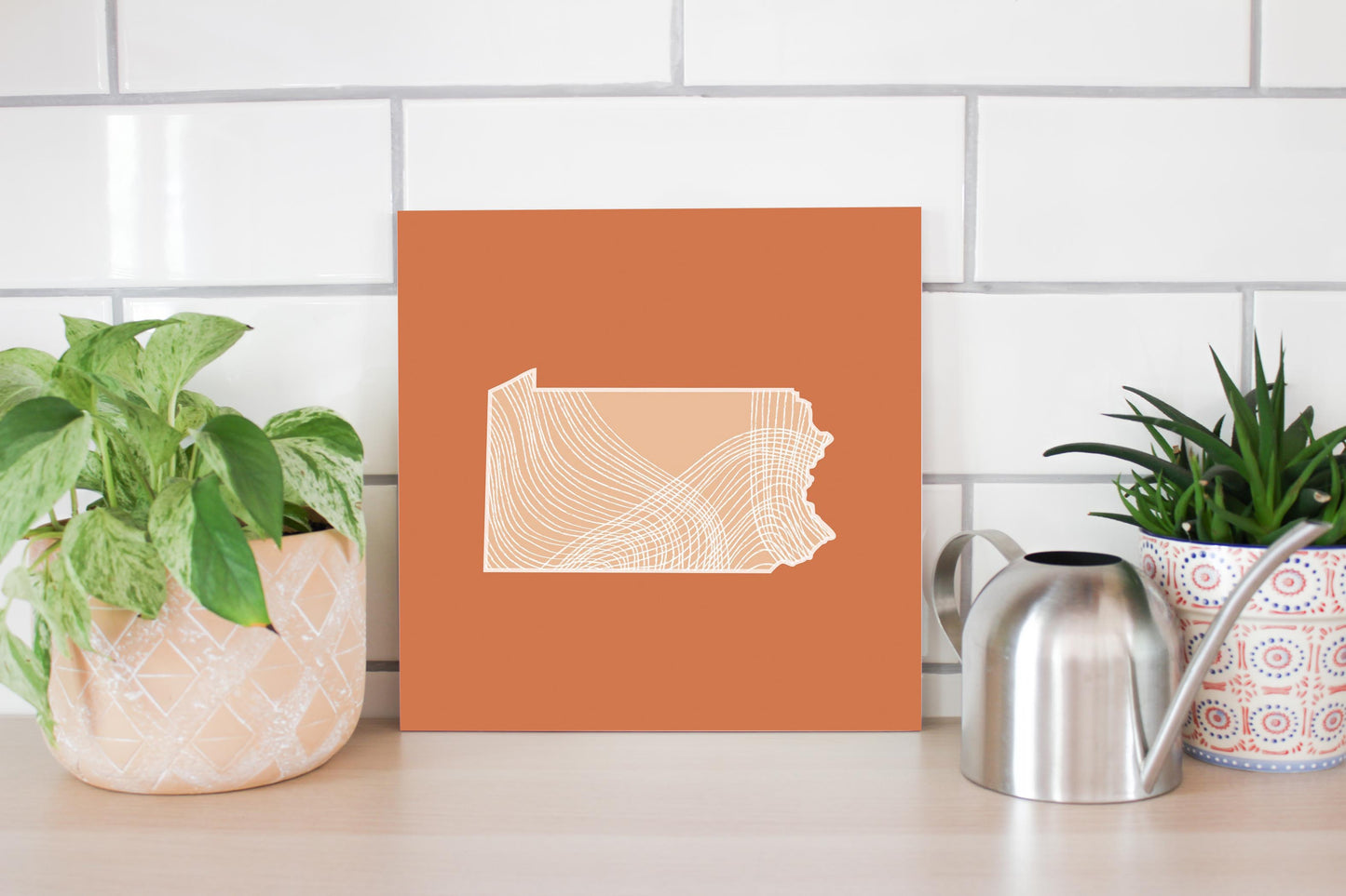Modern Minimalist Pennsylvania State Lines Light | Wood Sign | Eaches | Min 2