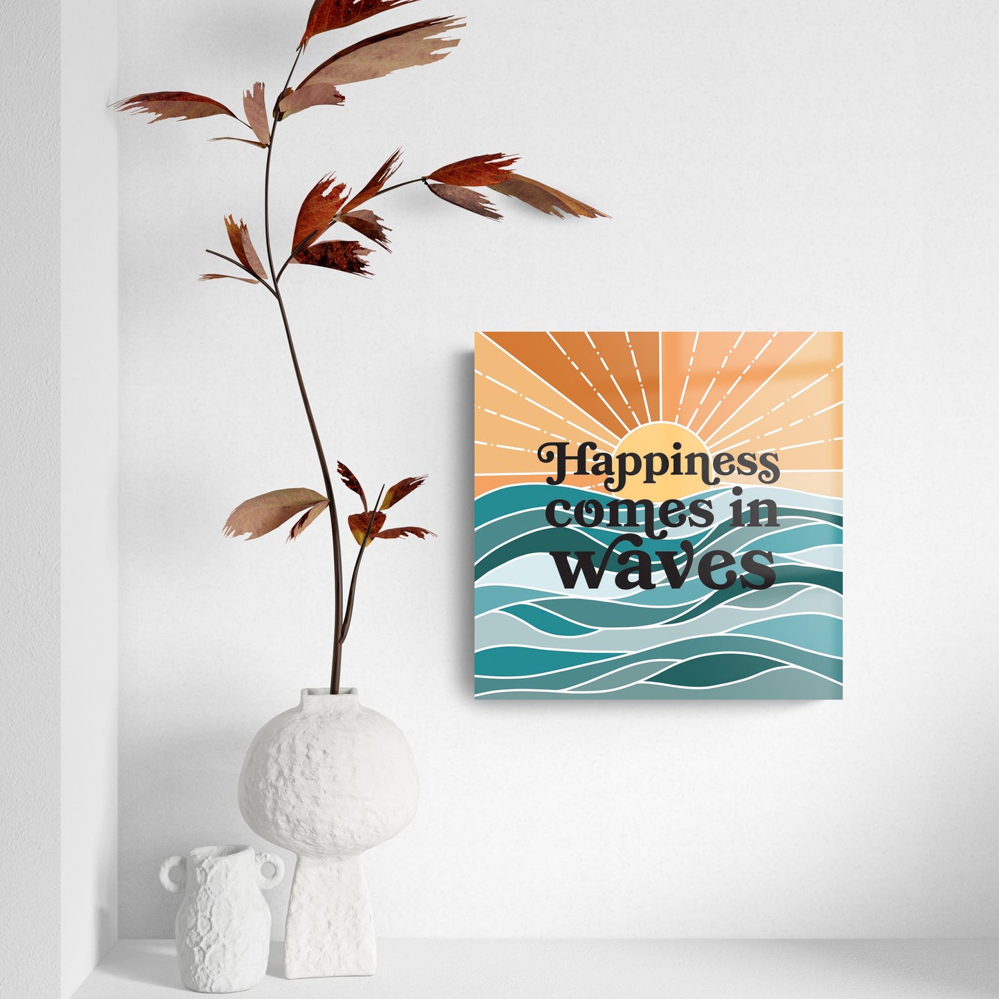 Happiness Comes In Waves | Hi-Def Glass Art | Eaches | Min 2
