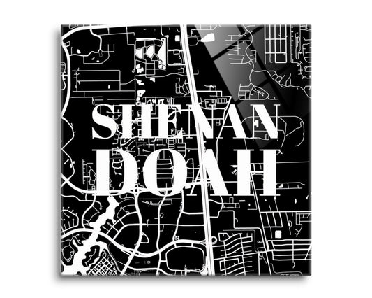 Minimalistic B&W Texas Shenandoah Map | Hi-Def Glass Art | Eaches | Min 2