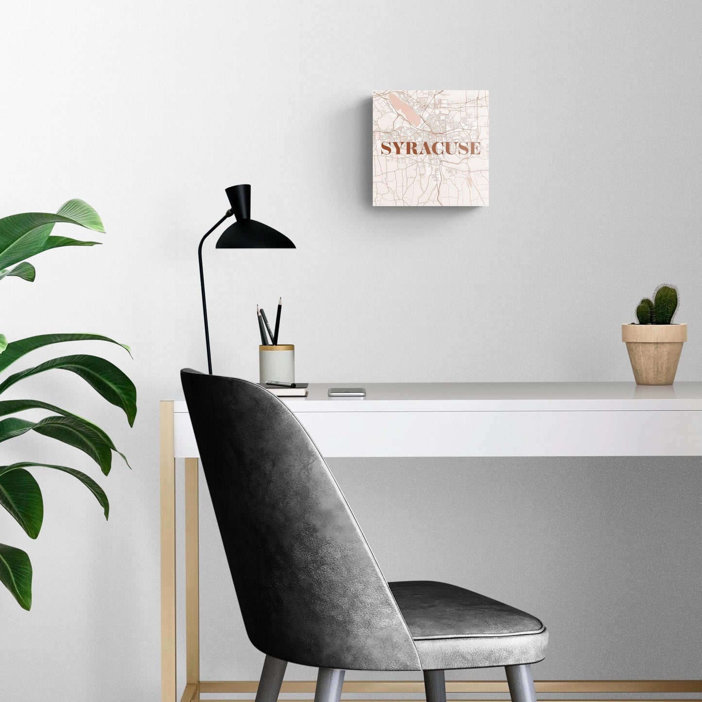 Modern Minimalist New York Syracuse Map | Hi-Def Glass Art | Eaches | Min 2